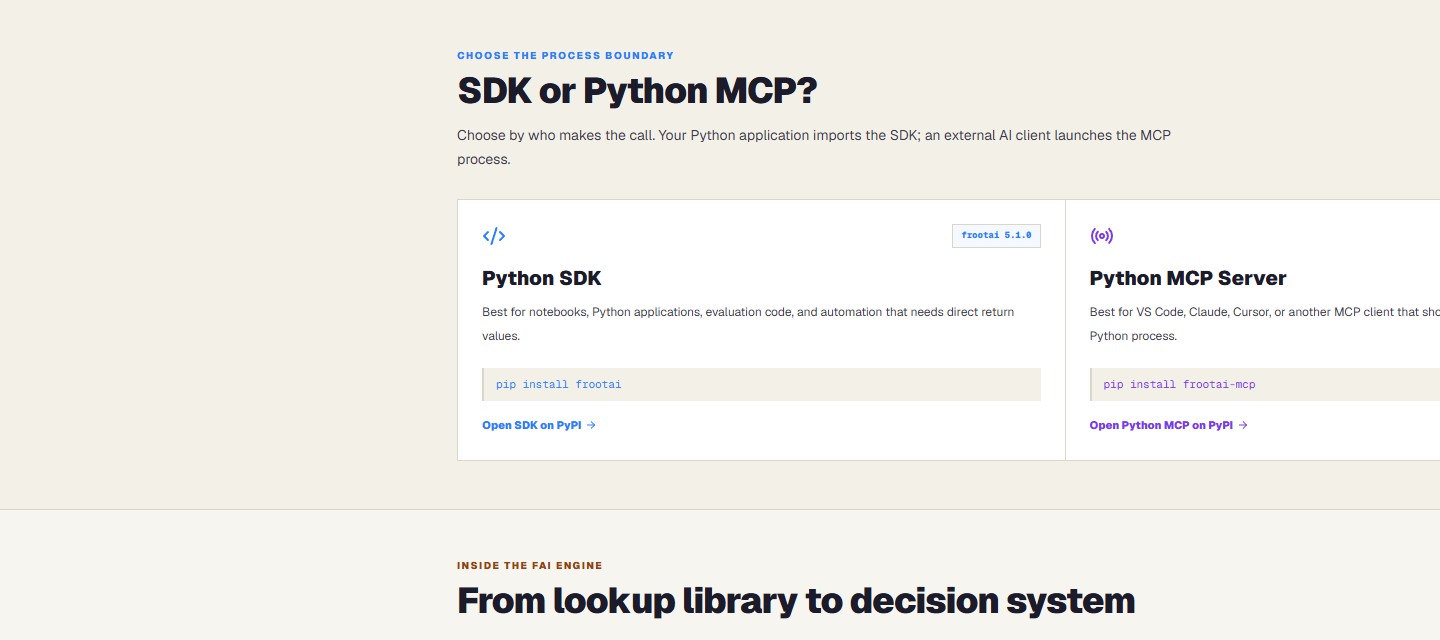 Choose the FrootAI Python SDK or Python MCP server